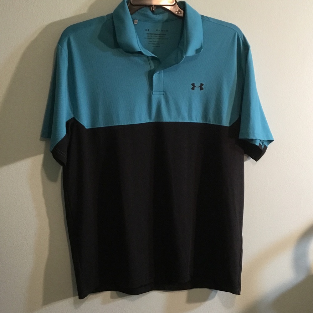 Under Armour Men's Teal and Black Polo Shirt